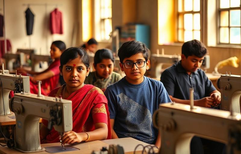 Trainees at the first ARTJS apparel training centre